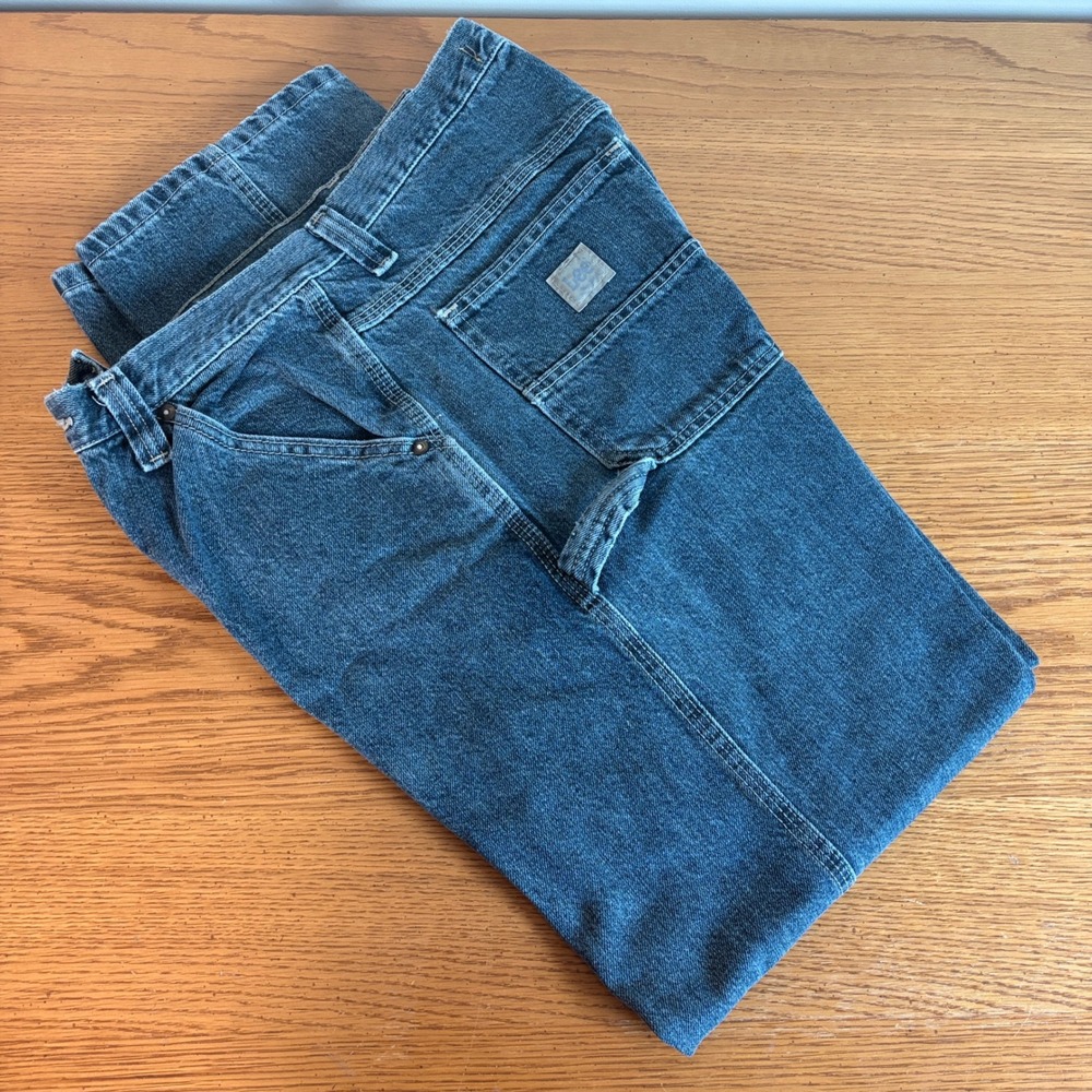 Lee Mens Carpenter Jeans Blue Denim Relaxed Fit Utility Pants 33x32